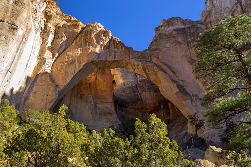A natural stone arch in El Malpais National Monument.
