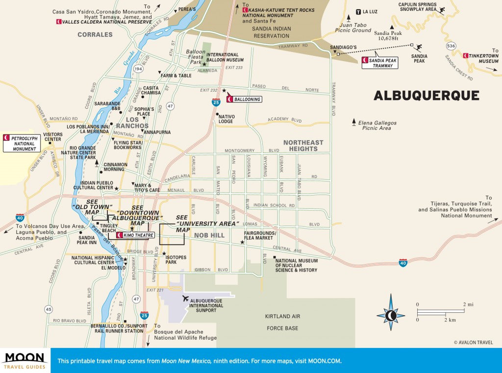 Travel map of Albuquerque, New Mexico