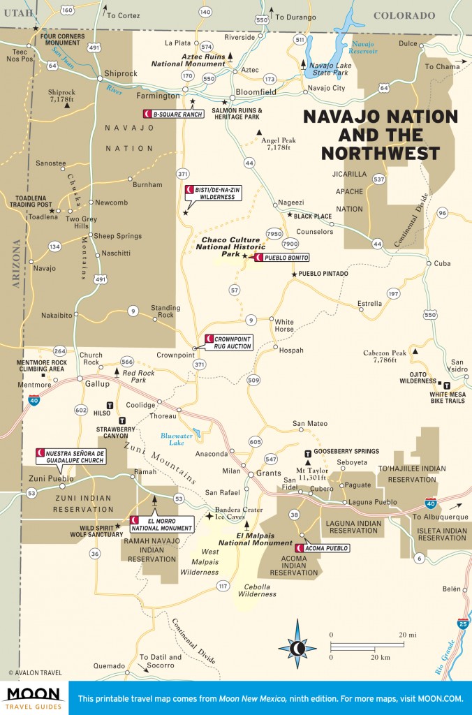 Travel map of Navajo Nation and Northwest New Mexico