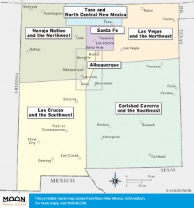 Map of New Mexico broken into regions