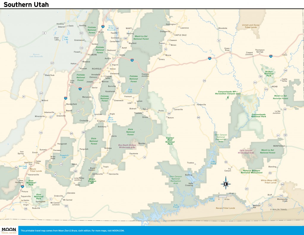 Travel map of Southern Utah