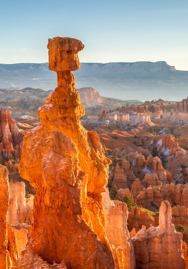 Thor's Hammer, a large hoodoo, bathed in early morning light.