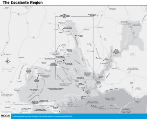 Travel map of The Escalante Region in Utah