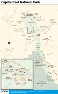 Travel map of Capitol Reef National Park in Utah