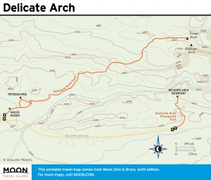 Trail map of the Delicate Arch, Utah