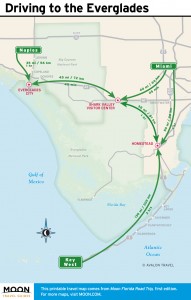 Travel map of Driving Distances to the Everglades, Florida