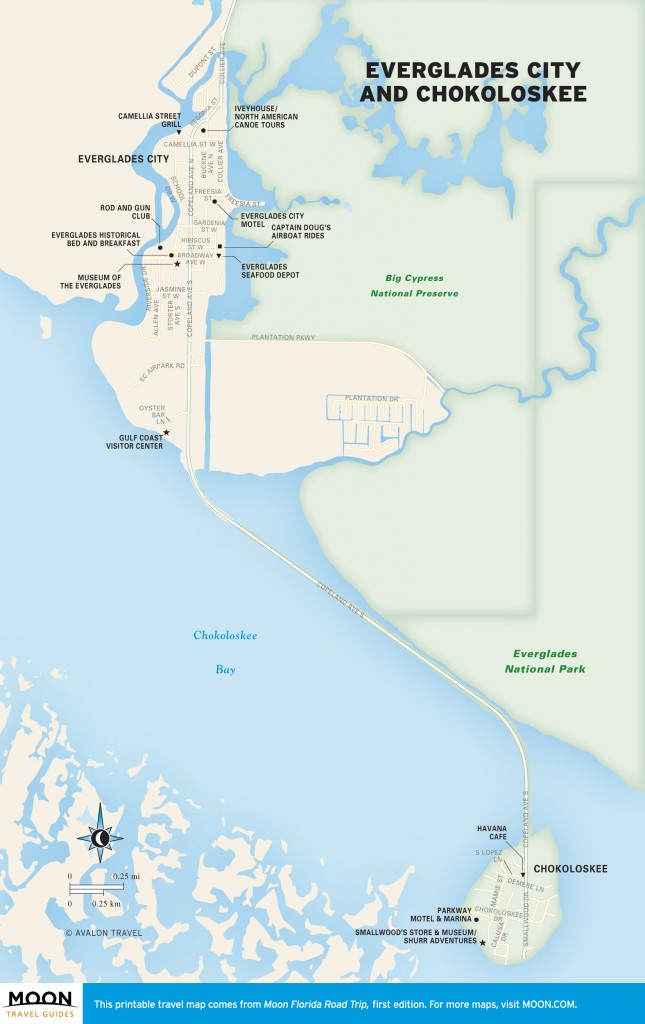 Travel map of Everglades City and Chokoloskee, Florida