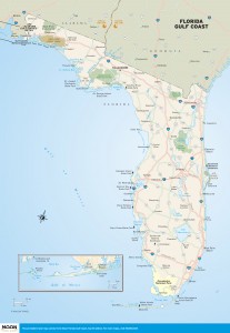 Travel map of the state of Florida.