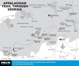 Map of Appalachian Trail Through Georgia