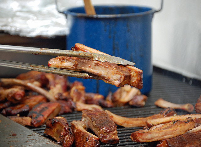 Photo of barbeque ribs on a grill.