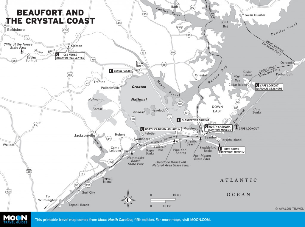 Map of Beaufort and the Crystal Coast, North Carolina