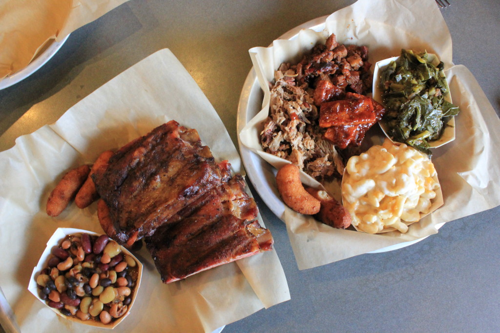 Ribs, chopped barbecue, brisket, and tempeh at Luella's