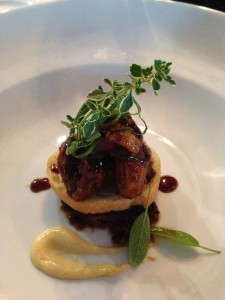 An artfully presented plate of General Tso's Sweetbreads from Spring House Restaurant, Kitchen & Bar