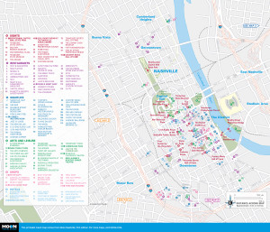 Map of Downtown Nashville, Tennessee