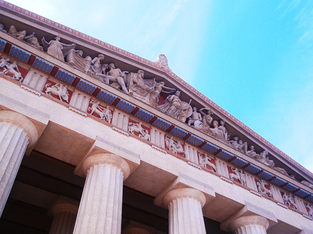 The east pediment of the Parthenon in Nashville's Centennial Park.