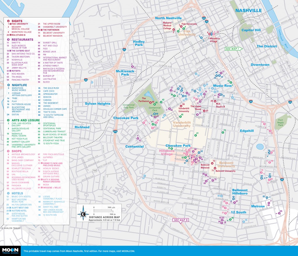 Map of Midtown Nashville, Tennessee