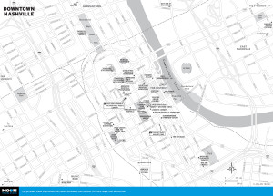 Map of Downtown Nashville, TN