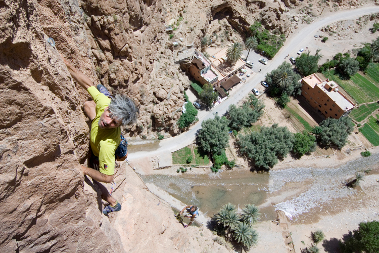 Rock climbing in the Todra Gorge. Image by Hermann Erber / LOOK / Getty