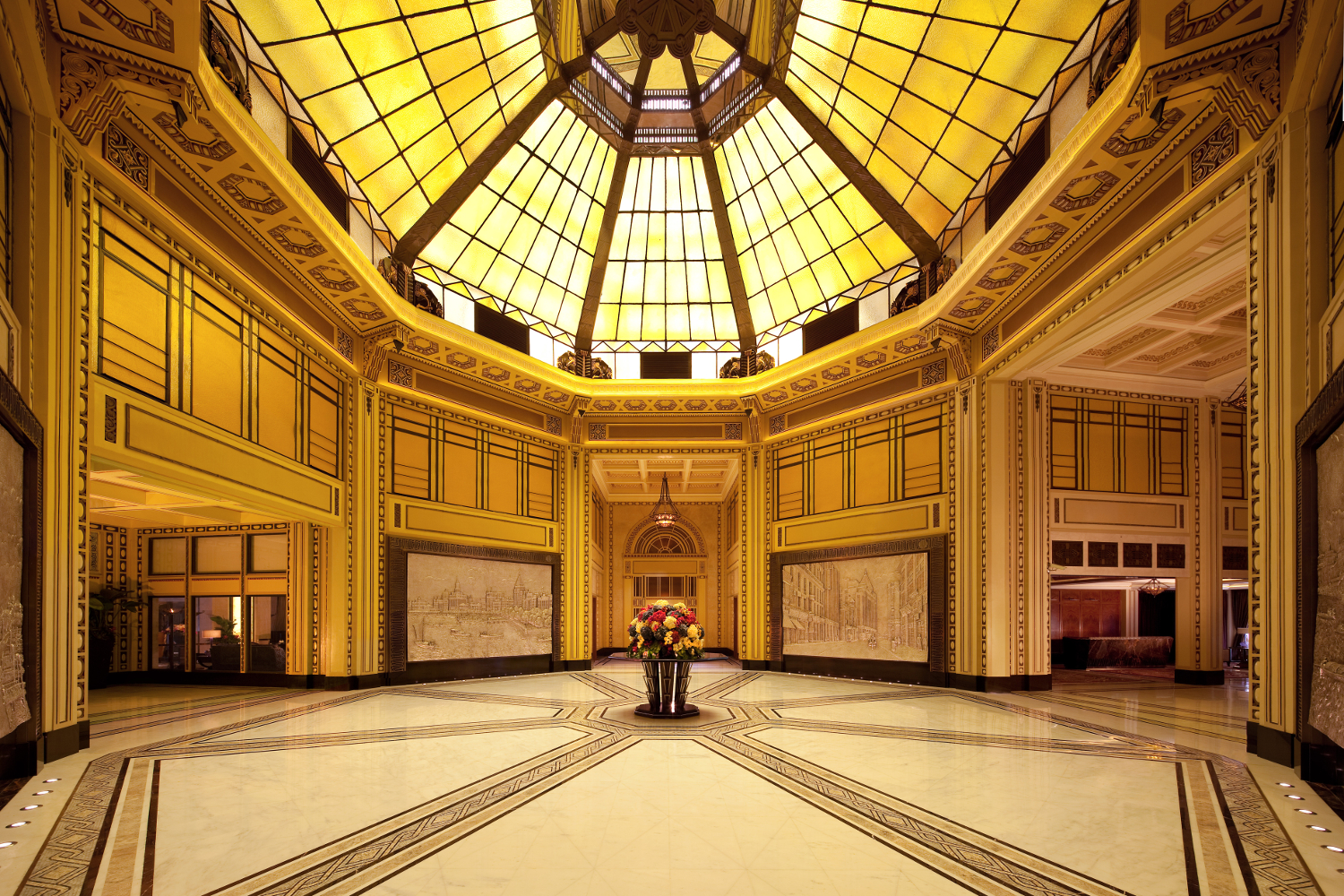 Art deco atrium of the Fairmont Peace Hotel. Image courtesy of Fairmont