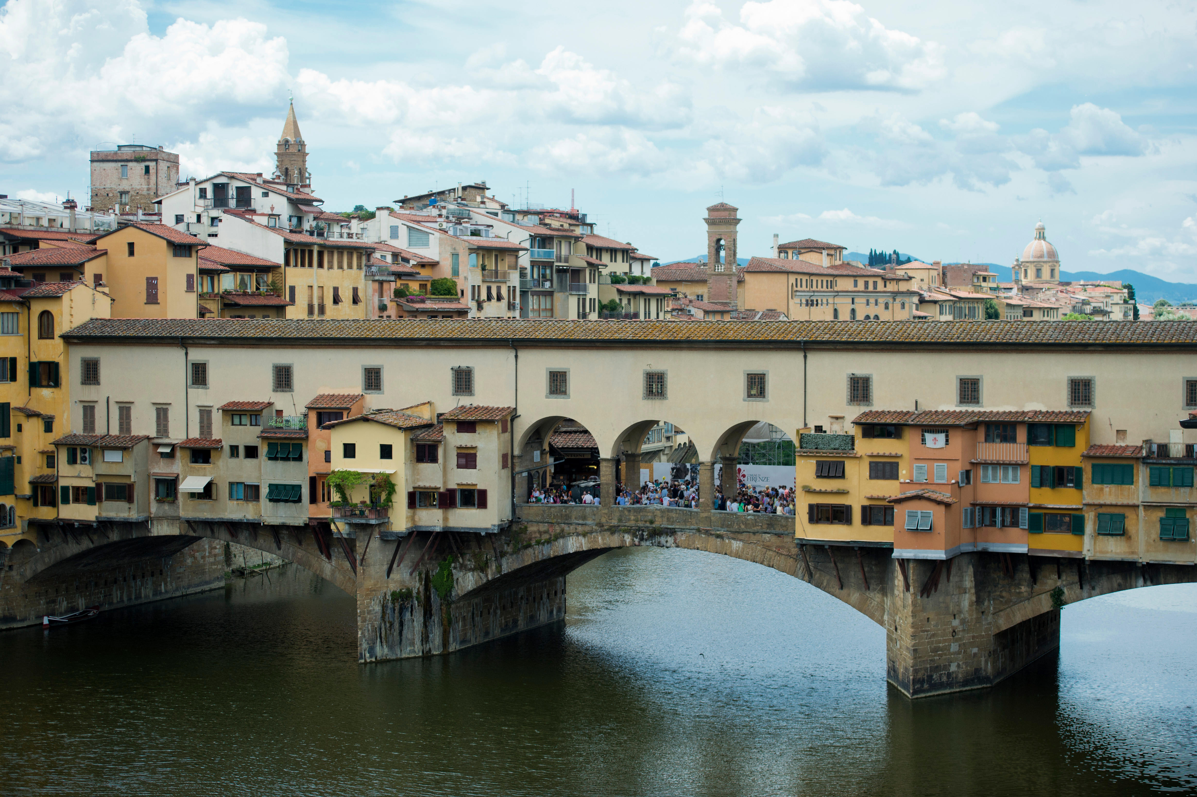 Most visitors crossing the Ponte Vecchio are unaware of the semi-secret Vasarian Corridor that runs over the bridge. Image by Michael Gottschalk / photothek.net / Getty Images 