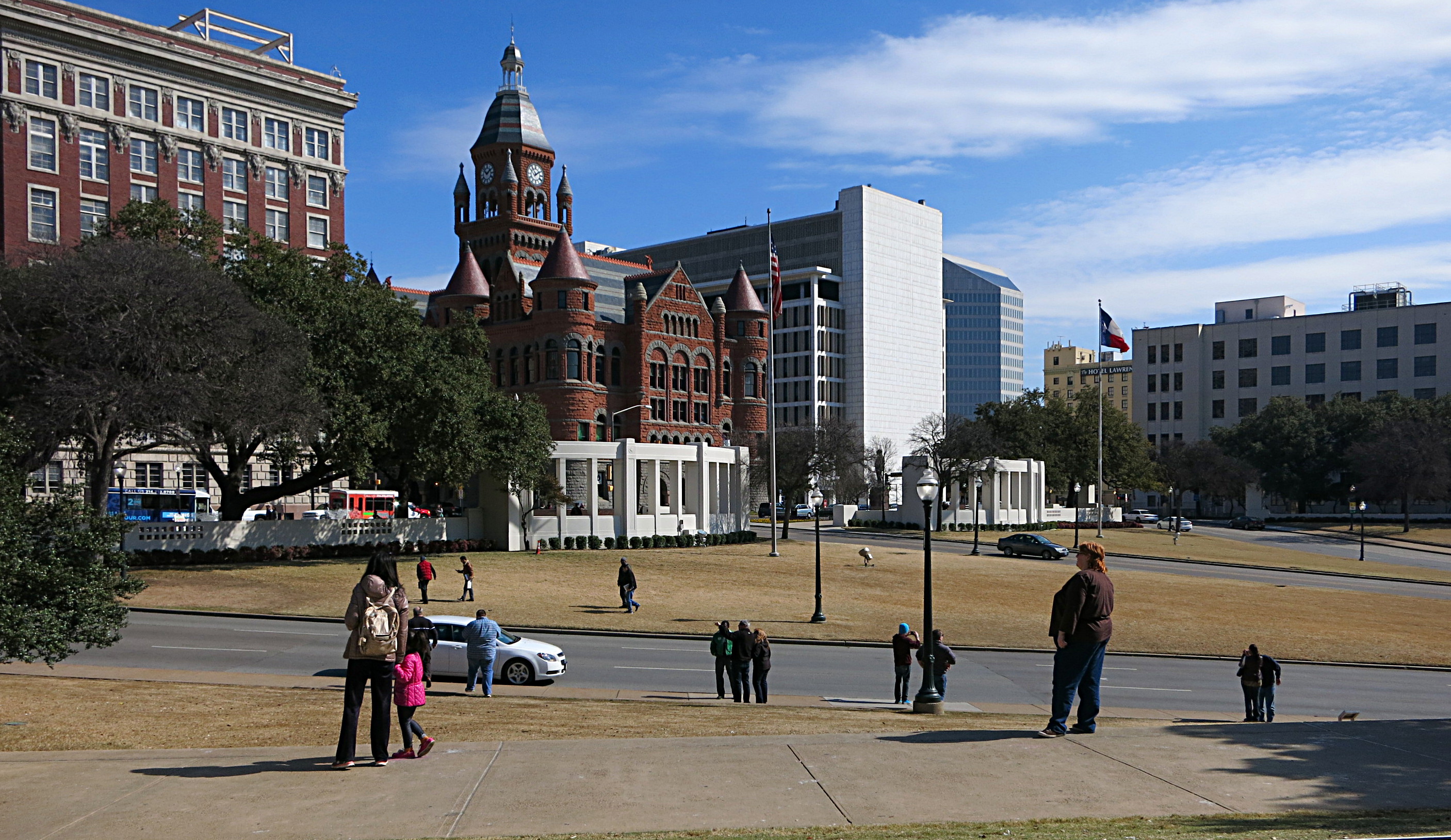 Dealey Plaza, seen here from the grassy knoll, is an iconic location in US history. Image by Clifton Wilkinson / Lonely Planet 