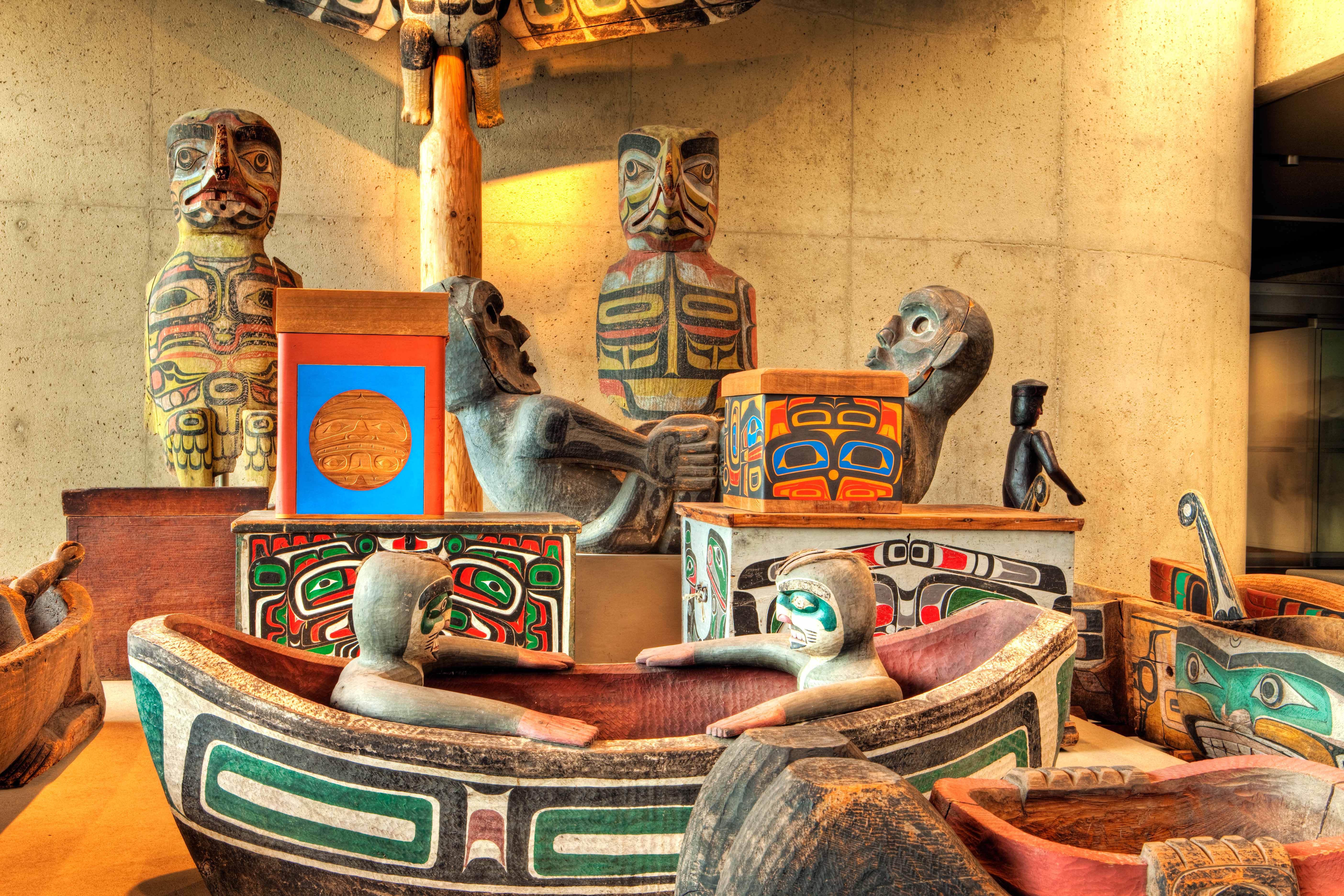 Haida art on display in the MOA's Great Hall. Image by Klaus Lang / All Canada Photos / Getty