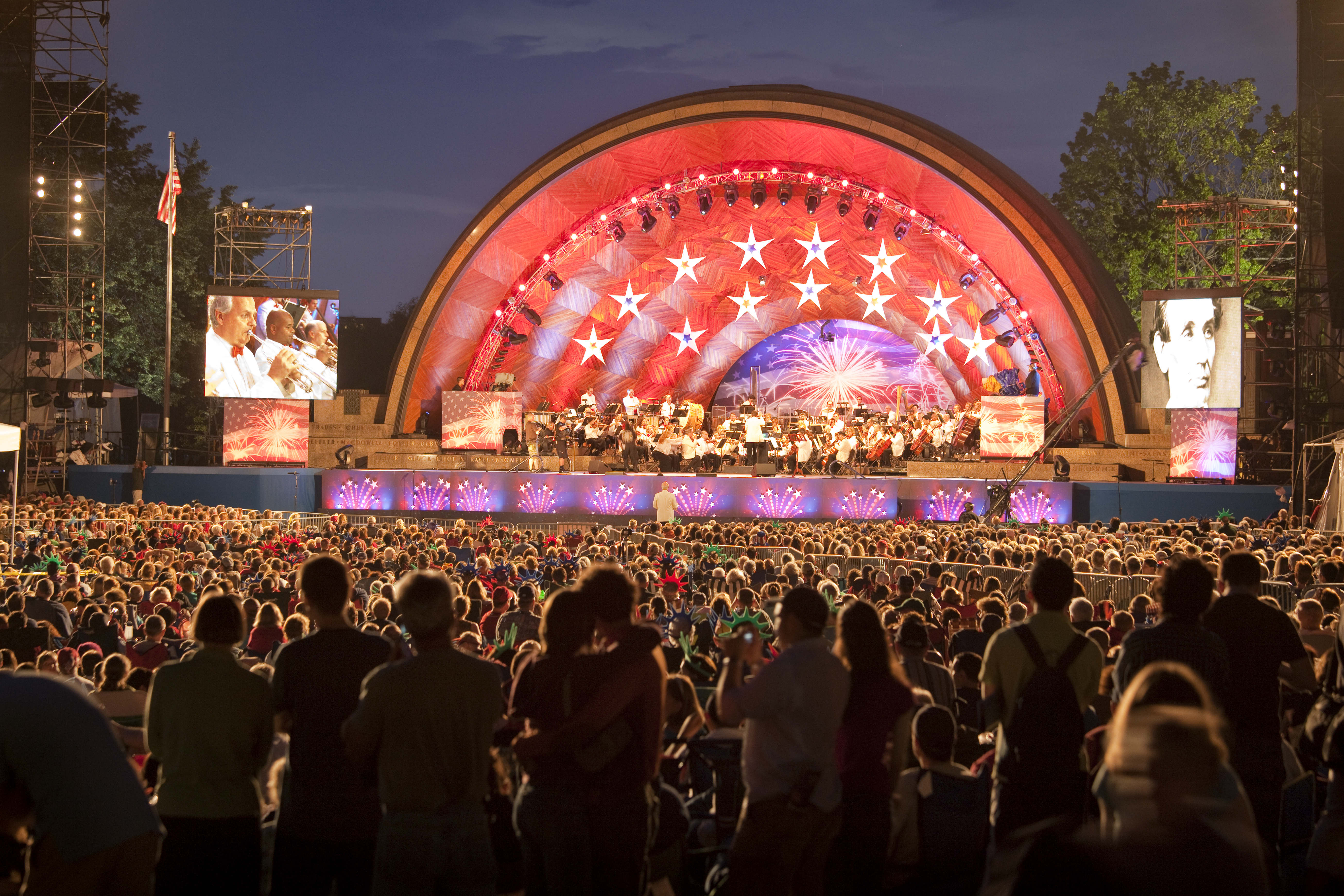 Hatch Memorial Shell during July 3rd and 4th Boston Pops concert.
