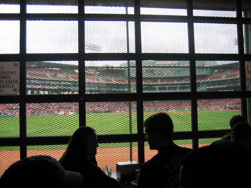 The view from inside the Bleacher Bar at Fenway Park.