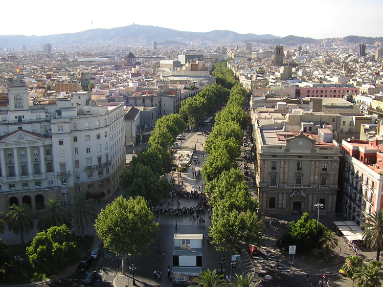 Las Ramblas taken from the Columbus Monument by Nigel's Europe. CC BY-SA 2.0.