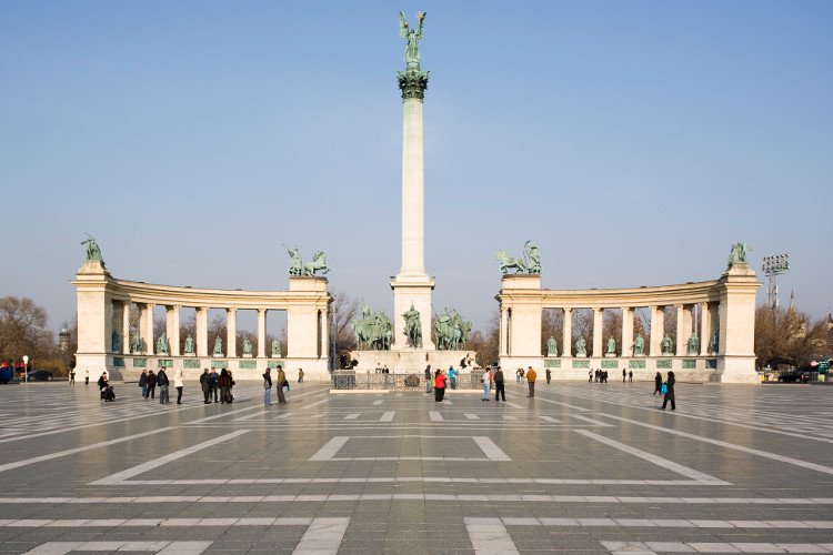 Heroes’ Square in Budapest’s City Park. Image by David Clapp / Getty Images