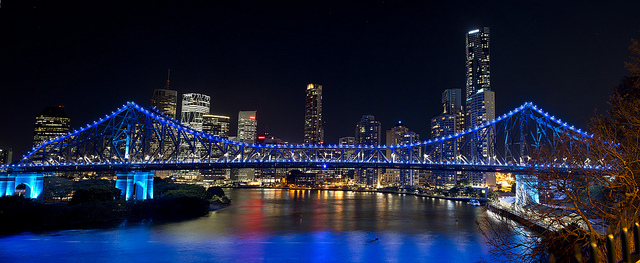 Brisbane is best viewed over the river at night. Image by Steve Collis / CC BY 2.0