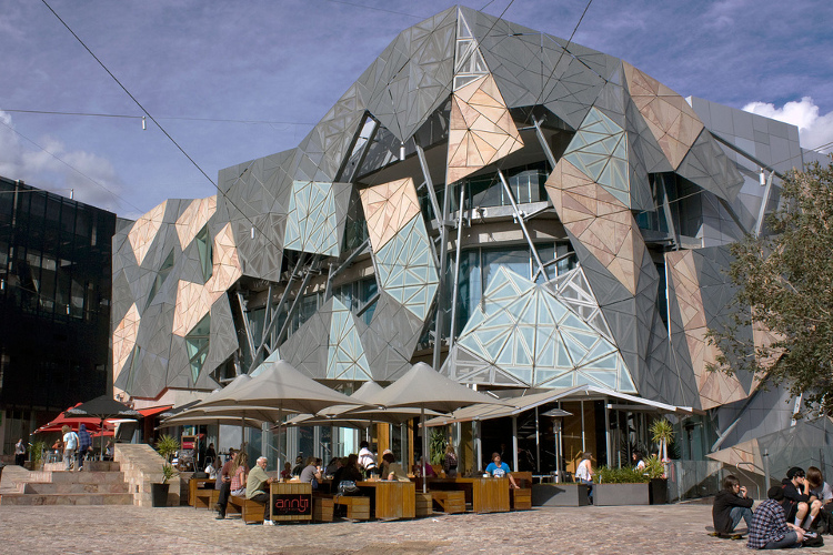 Federation Square houses the NGV and ACMI as well as cafes and restaurants. Image by Rexness / CC BY-SA 2.0