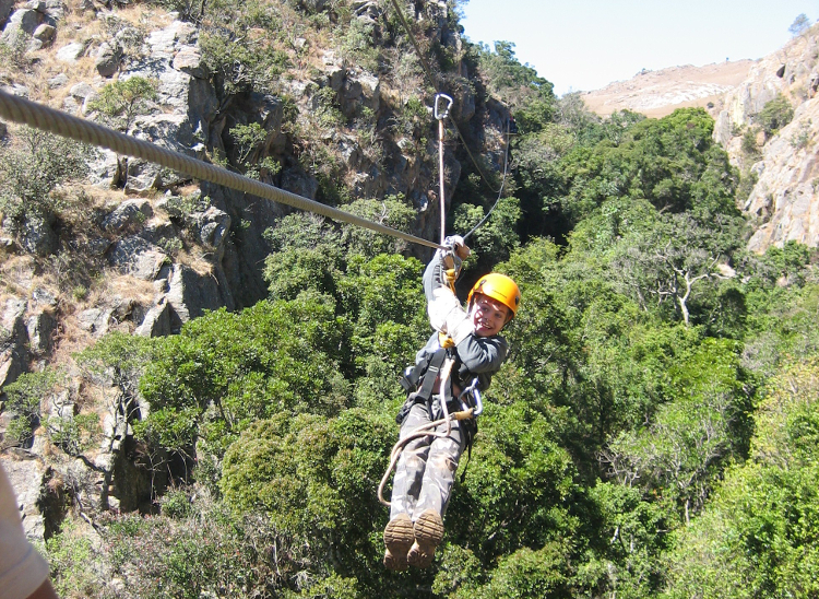 One of the zip-lines on the Canopy Tour at Malolojta, Swaziland. Image by David Else / Lonely Planet