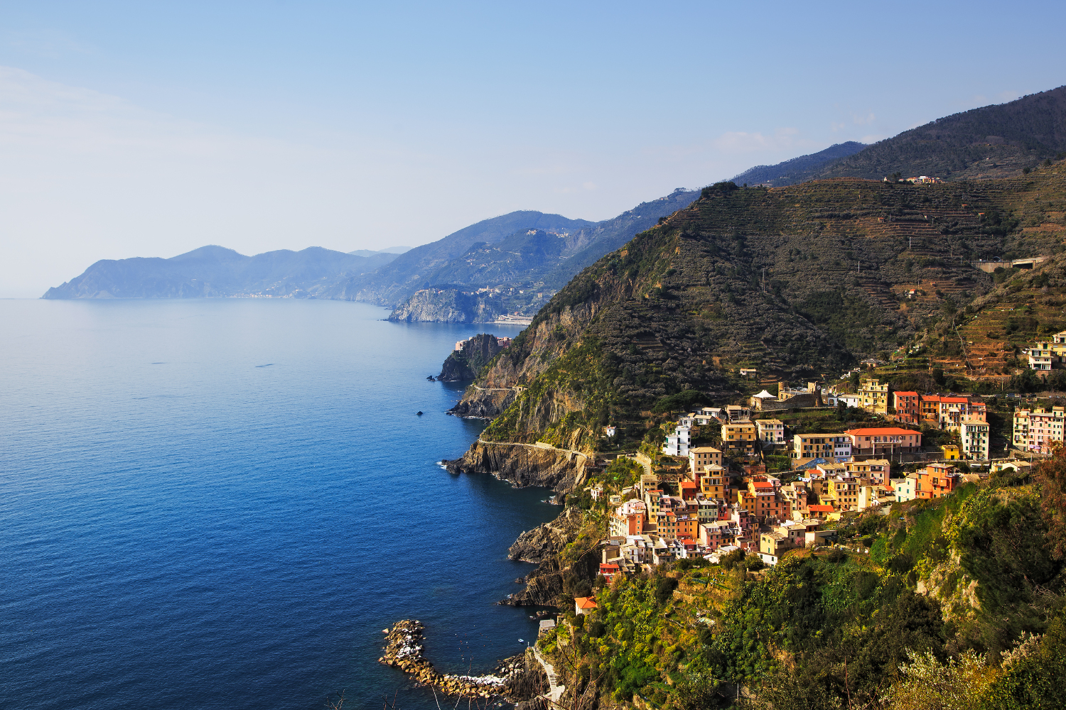 View over the spectacular Cinque Terre coast