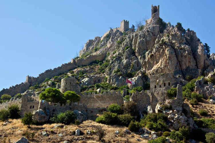 The fairytale outline of medieval St Hilarion Castle. Image by Steve Allen / Getty Images