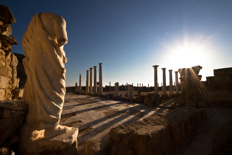 Headless statue and gymnasium ruins at ancient Salamis. Image by Matteo Allegro / Getty Images