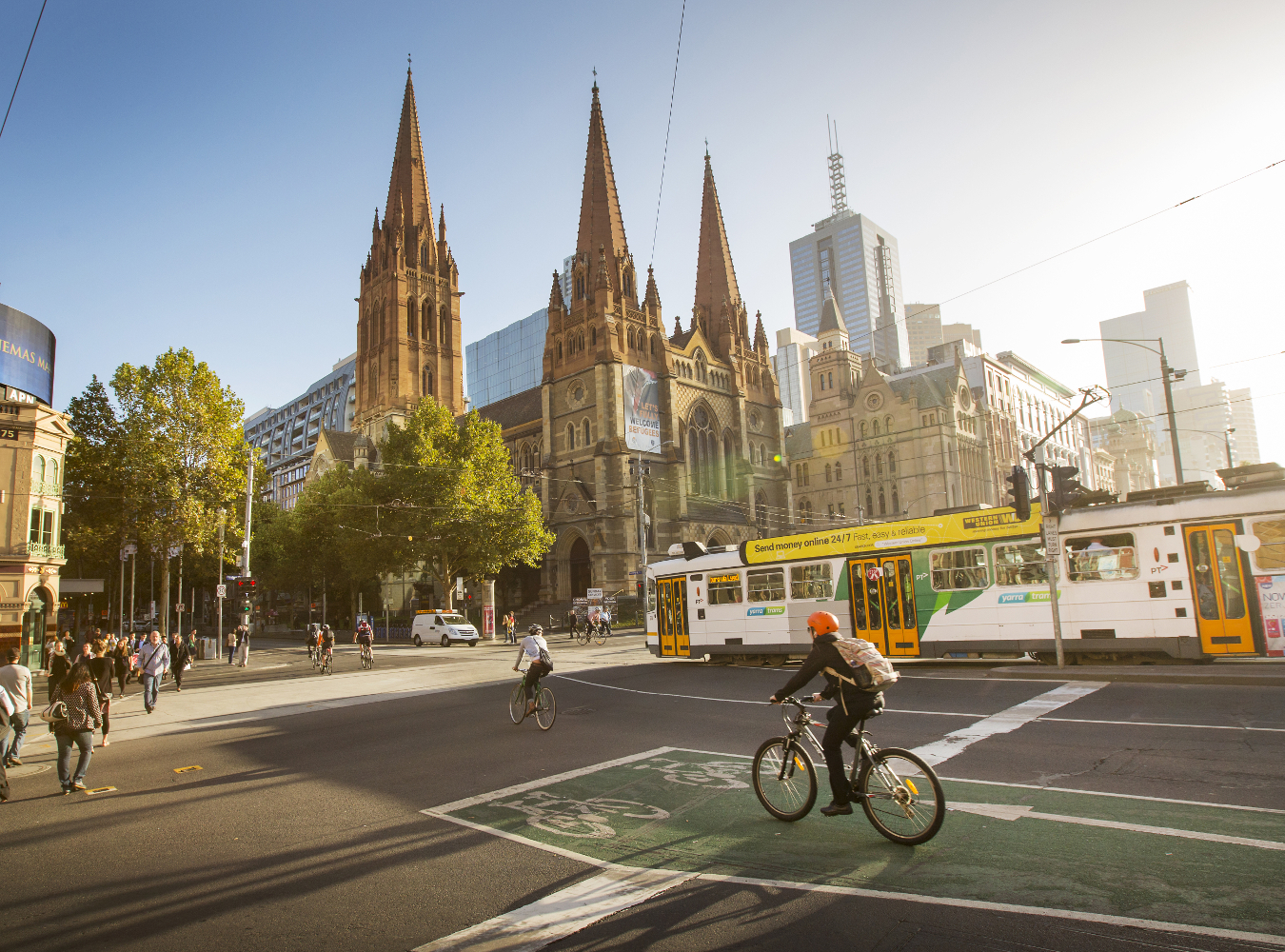 Melbourne has dedicated cycling through the city centre. © David Hannah / Getty 