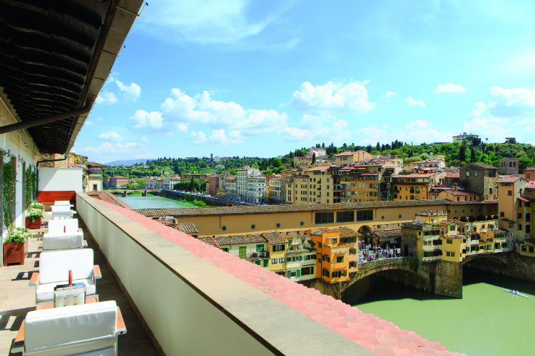 View of Ponte Vecchio from Hotel Lungarno, Florence, Italy