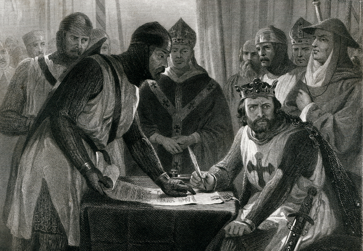 An 1873 engraving shows King John reluctantly signing the Magna Carta. Image by Traveller 1116 / Getty