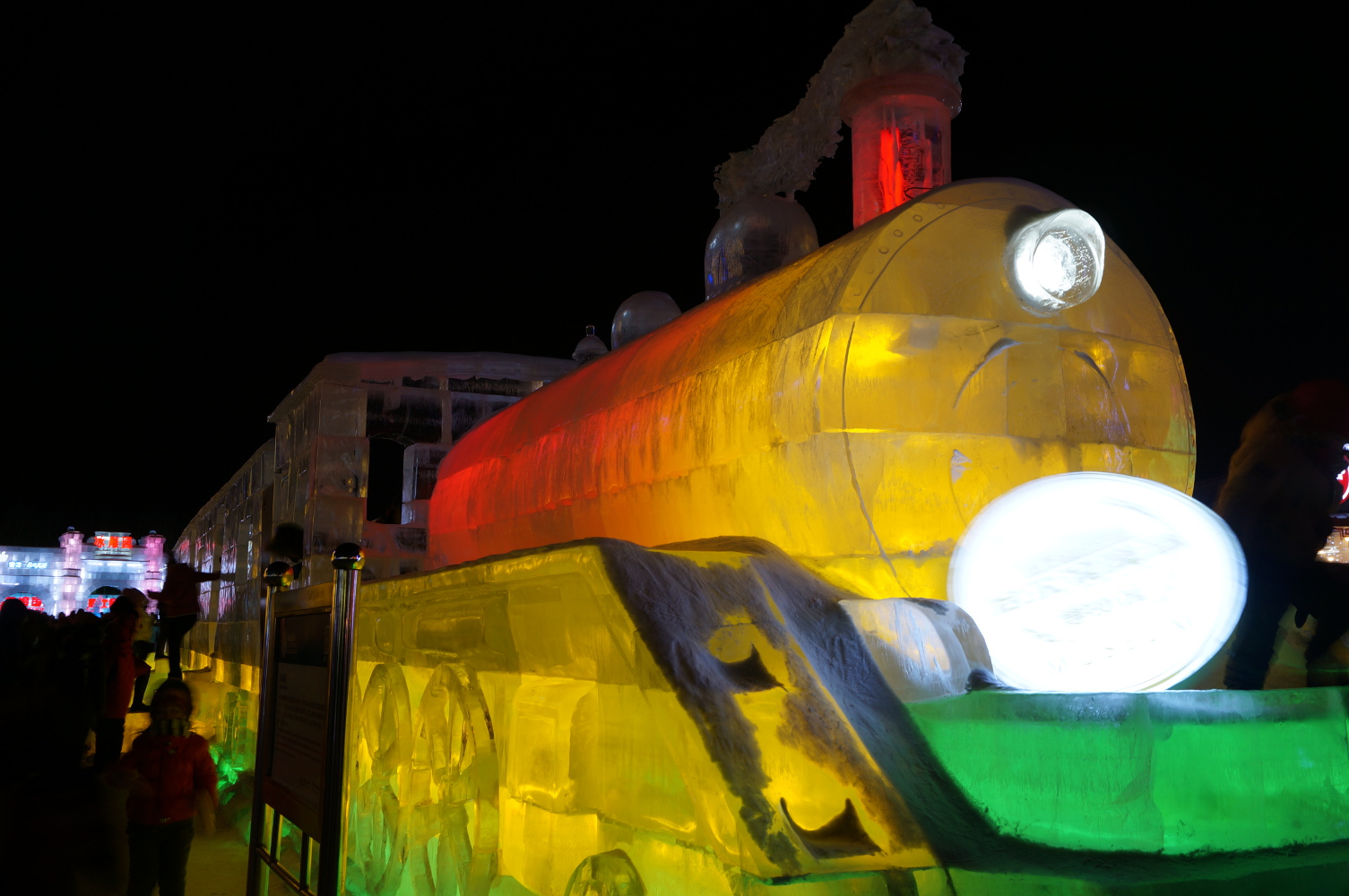Icy train sculpture nods to Harbin's long railway history. Image by Anita Isalska / Lonely Planet