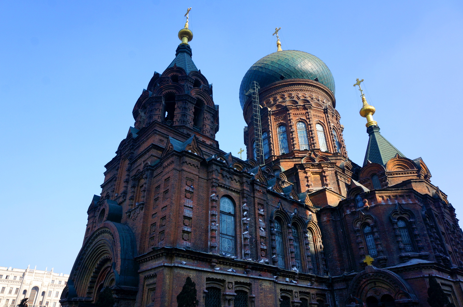 The Church of St Sophia's spires dominate Harbin's old town. Image by Anita Isalska / Lonely Planet