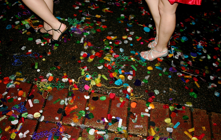Beads and confetti decorate the streets. Image by Susan Kuester / Moment Select / Getty Images 