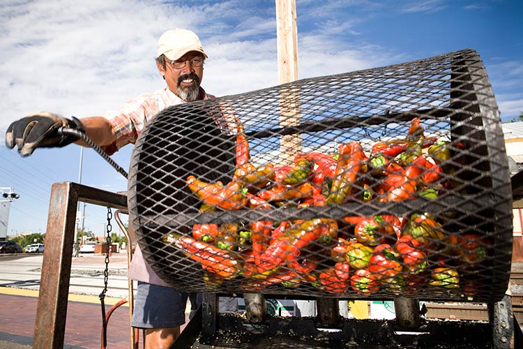 Red and green chiles dominate the menu in Santa Fe at this time of year. Image by Kerry Sherck / Aurora / Getty Images