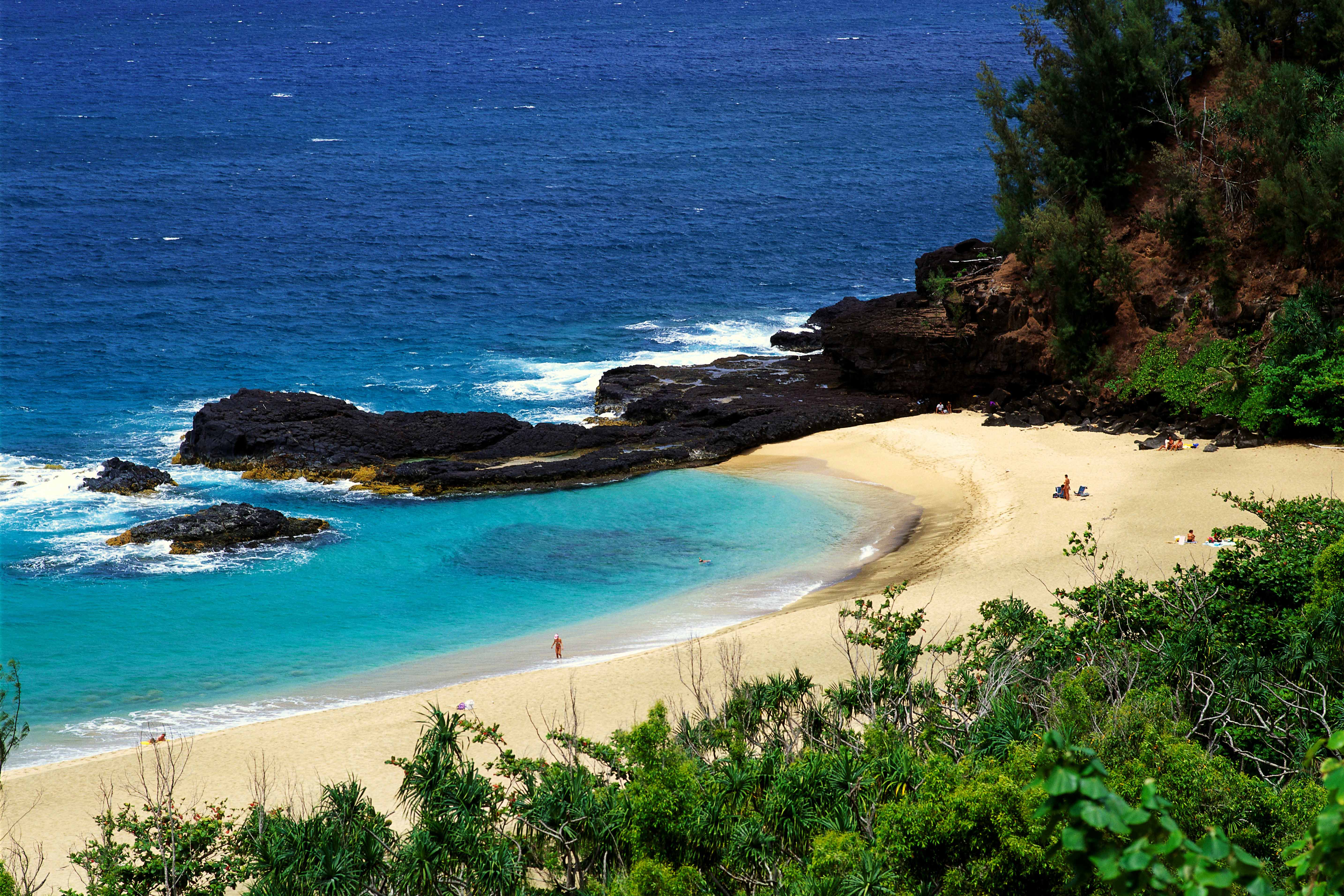 Lumahaʻi Beach, where scenes from South Pacific were filmed. Image by Vaughn Greg / Getty