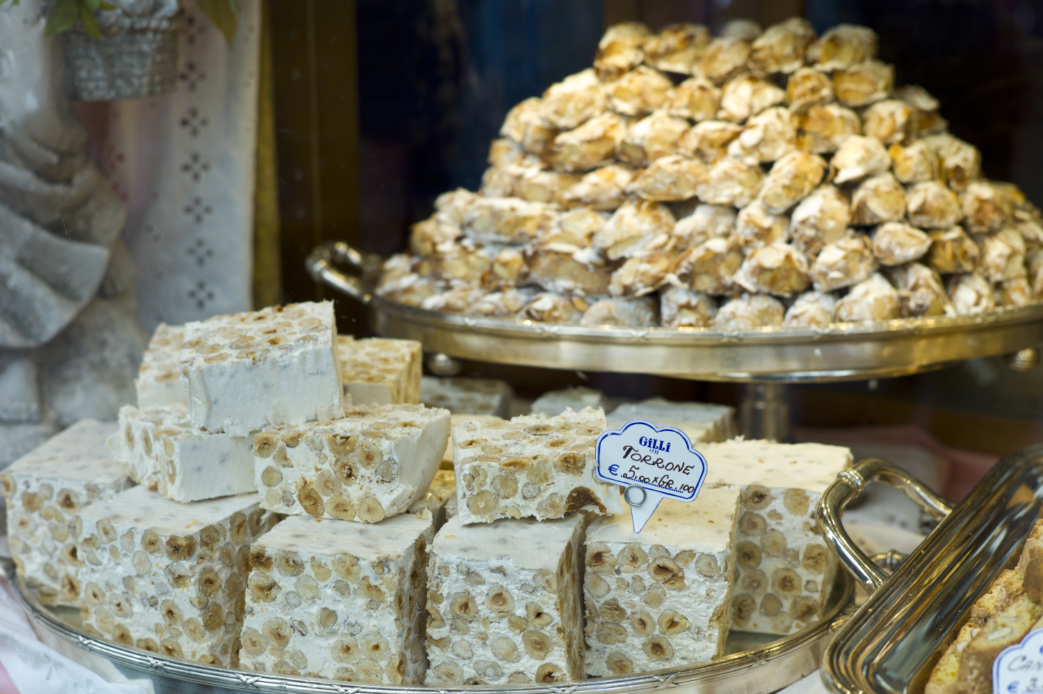 Delicious torrone on display in Caffe Gilli. 