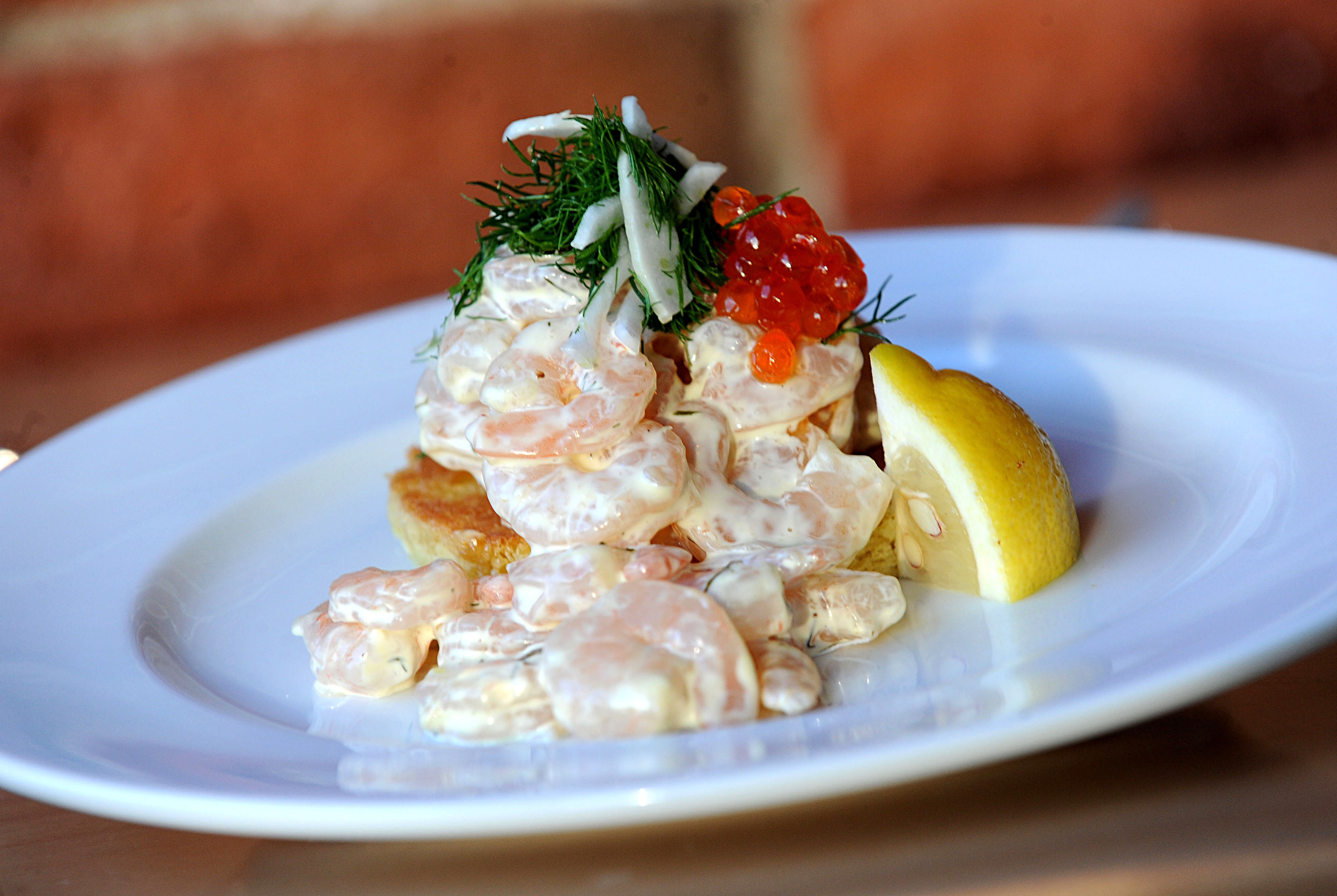 Patrons looking for international fare will enjoy the toast skagen which is poached shrimp, dill mayo, salmon roe, fennel salad and brown butter brioche. Image by Helen H. Richardson / The Denver Post / Getty Images