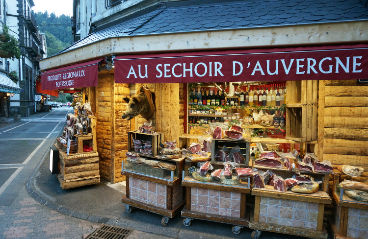 A shop in Le Mont-Dore selling cured meats, charcuterie, one of the Auvergne's specialities. Image by Anita Isalska Lonely Planet