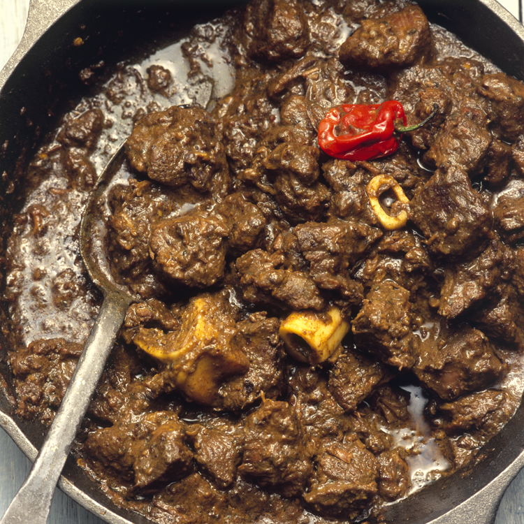 Curried goat in a pot