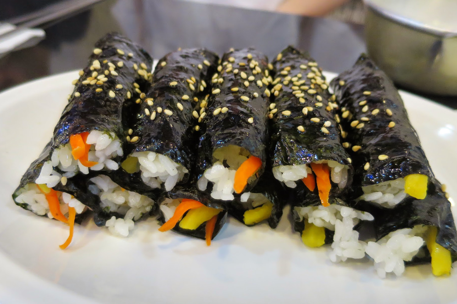 Gimbap: Korean-style maki sushi. Image by Megan Eaves / Lonely Planet