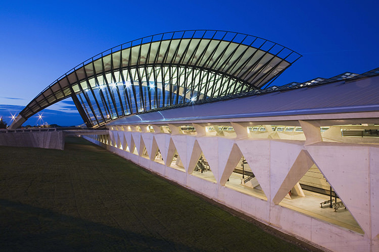 The striking train station at Lyon–Saint Exupéry Airport, the ultimate tribute to the serial adventurer. Image by Alexis Grattier / Photolibrary / Getty Images
